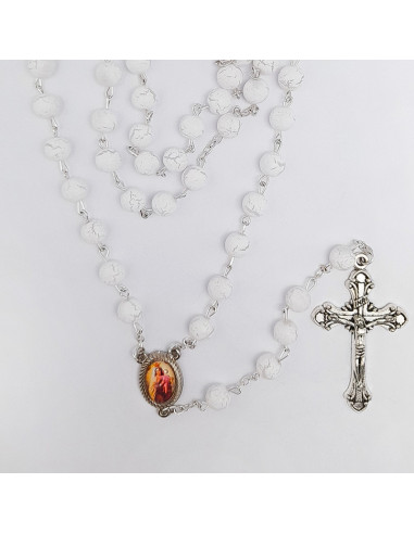 Rosario Plastico Liso Rosa Con Veta 8Mm