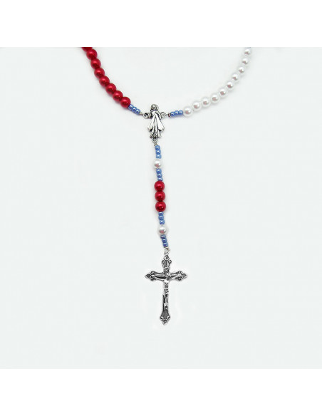 Rosario Collar Plastico Jesús Misericordioso Tres Tonos