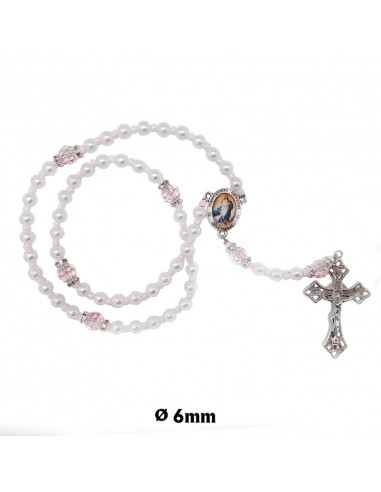 Rosario Plastico Perla Blanca 6Mm Con...