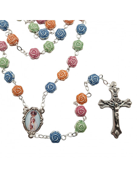 Rosario Plastico Flores Colores Para Personalizar