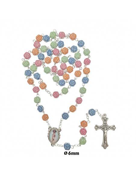 Rosario Collar Plastico Jesús Misericordioso Tres Tonos