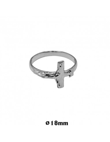 Rosario Anillo Plata Liso Con Cruz Grande 18mm