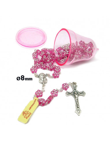 Rosario Plastico Grano Flor Brillante...