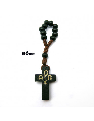 Rosario Decena Madera Y Cuerda Negro...