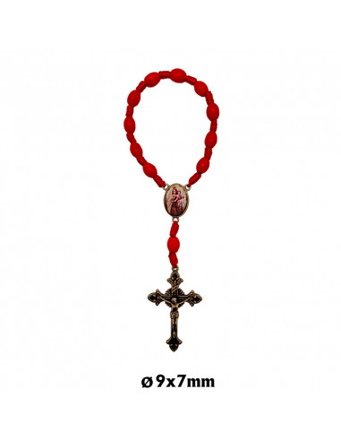 Decena Madera Y Cuerda Roja 10X8mm...