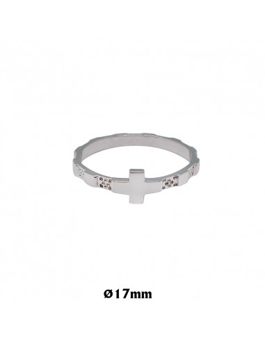 Rosario Anillo Plata Con Cruz 17mm Con Caja