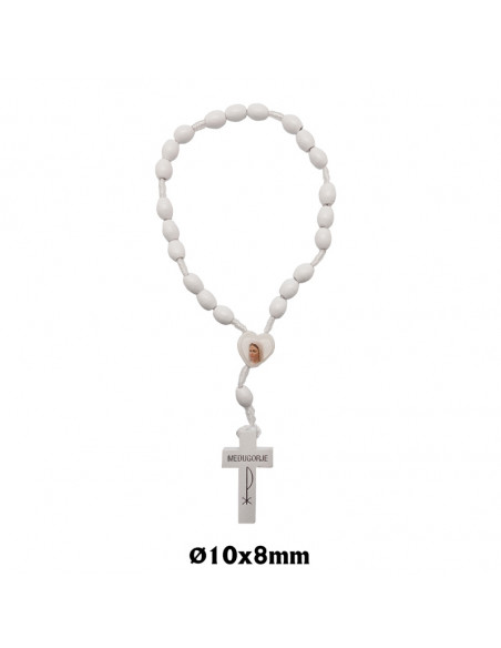 Rosario Madera Y Cuerda Oval 9X7mm Con Cristo Serigrafiado