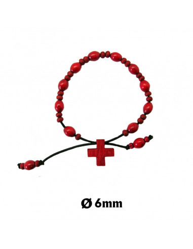 Pulsera Madera Roja Elastica Bola...