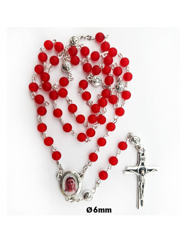 Rosario plastico Liso 6Mm Rojo...