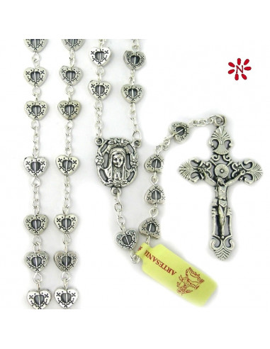 Rosario Metal Corazones Calados 6mm