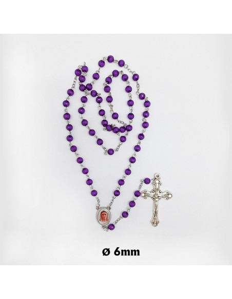 Rosario Plastico Tallado Morado 6Mm