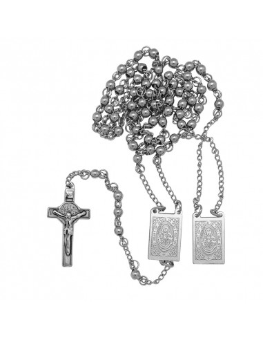 Rosario Acero 4mm medallas con Sagrado Corazon de Jesus