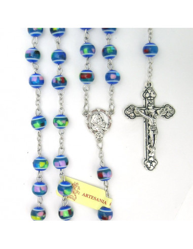 Rosario Plastico Redondo Azul 8Mm...