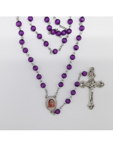 Rosario Plastico Tallado Morado 6Mm