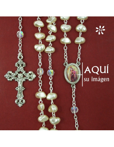Rosario Perla Imitacion Irregular 6X9mm
