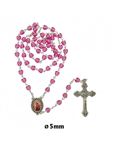 Rosario Plastico Corazon Rosa Fucsia...