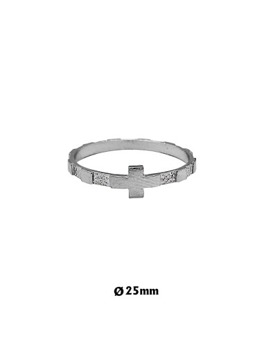 Anillo Plata Liso Con Cruz Grande 25Mm