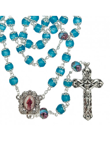 Rosario Resina Liso 8Mm Celeste...