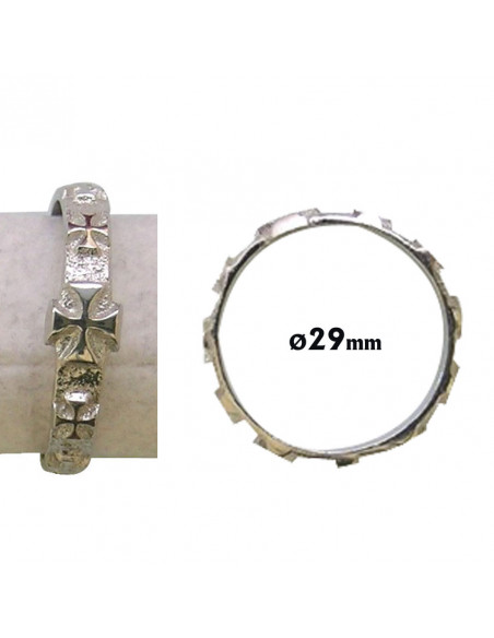 Rosario Anillo Plata Liso Con Cruz Grande 18Mm