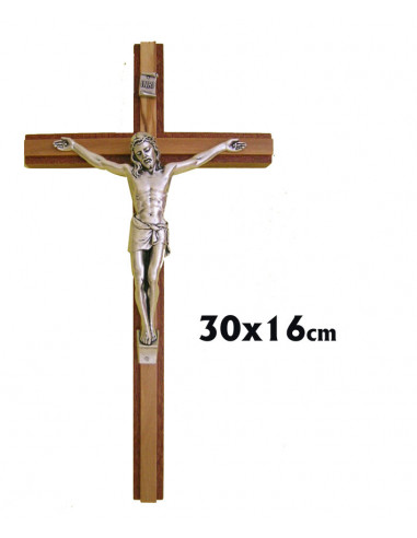 Cruz Madera Mogano Y Olivo 30cm Con Cristo