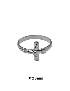 Anillo Plata Liso Con Cruz...
