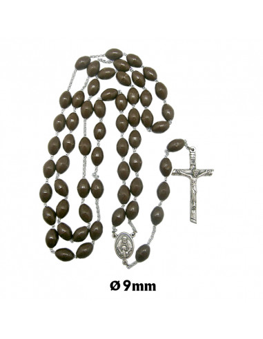 Rosario Plastico Oval Liso 10Mm Marron