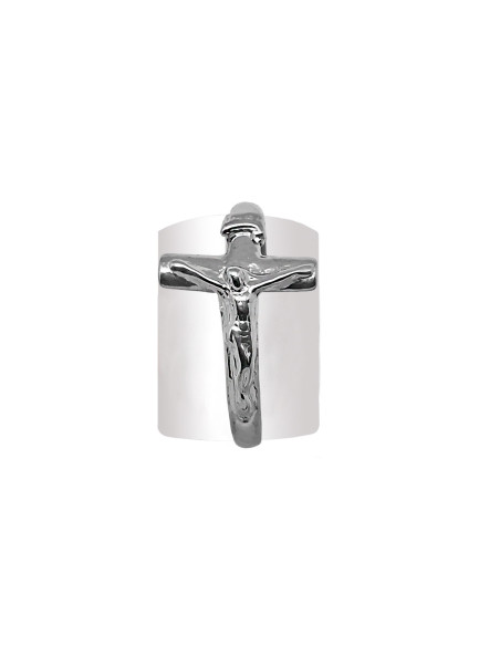 Anillo Plata Liso Con Cruz Grande 23Mm