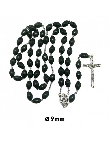 Rosario Plastico Oval Liso 10Mm Negro