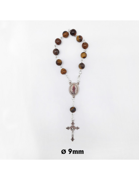 Rosario Plastico Blanco Perla Rayada 6Mm