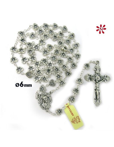 Rosario Metal Corazones Calados 6Mm
