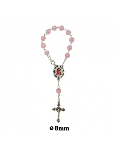 Decena Plastico Tallado Rosa 8Mm