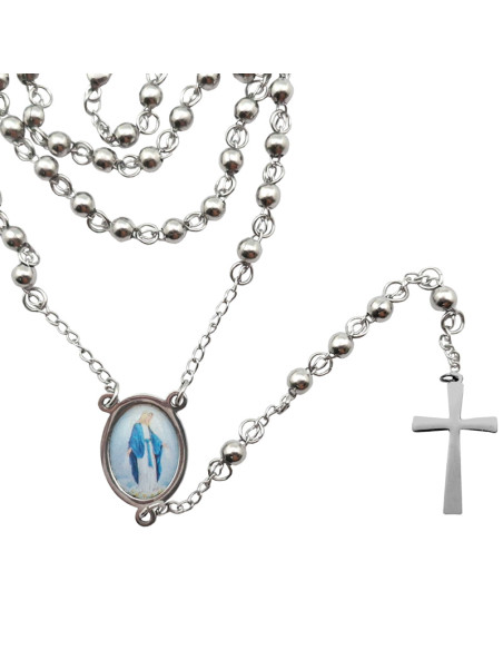 Rosario Acero 4Mm Personalizable Con Cruz