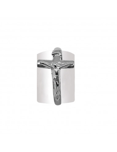 Anillo Plata Liso Con Cruz Grande 23Mm