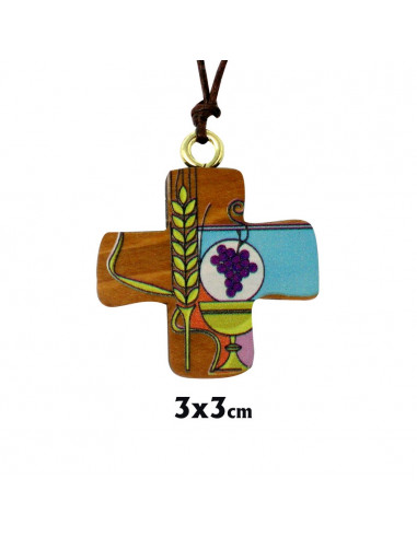 Cruz Madera Pintada Primera Comunion 3x3cm En Blister Con Tarjeta