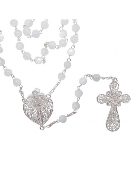 Rosario Nacarina Y Alpaca 6Mm Maria Y Cruz Filigrana Tradicional