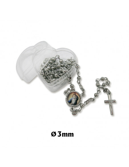 Rosario Metal 3Mm En Caja Corazon Para Personalizar