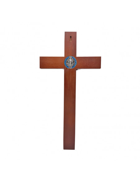Crucifijo Madera San Benito 40x20. 5cm medallas esmaltadas ancho 4cm espeso 2.8cm