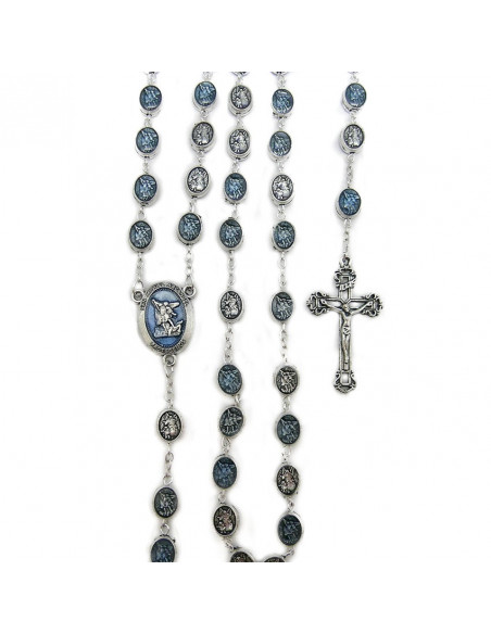 Rosario Metal San Miguel Con Esmalte Oval 10X8mm