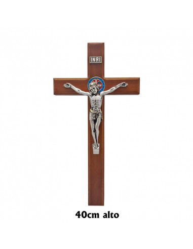 Crucifijo Madera San Benito 40x20. 5cm medallas esmaltadas ancho 4cm espeso 2.8cm