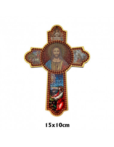 Cruz de la Oracion 15x10cm madera mdf con explicacion y en blister acabado relieve