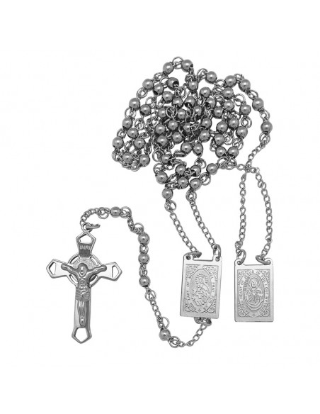 Rosario Acero 4Mm Medallas Con Sagrado Corazon De Jesús