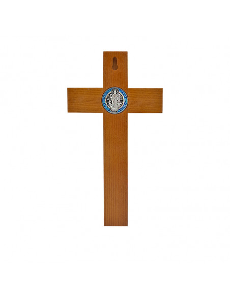 Crucifijo Madera San Benito 30x15. 5cm medallas esmaltadas ancho 3.4cm espeso 2.6cm