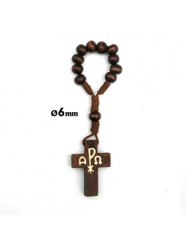 Decena Madera Y Cuerda Cruz Con Pax...