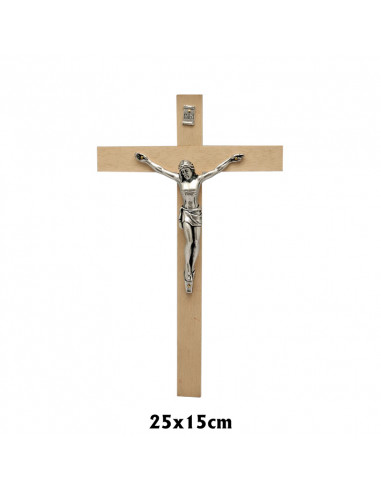 Crucifijo Madera clara 25x15cm con Cristo anchura 2cm