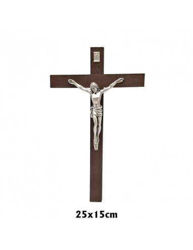 Crucifijo Madera oscura 25x15cm con Cristo anchura 2cm
