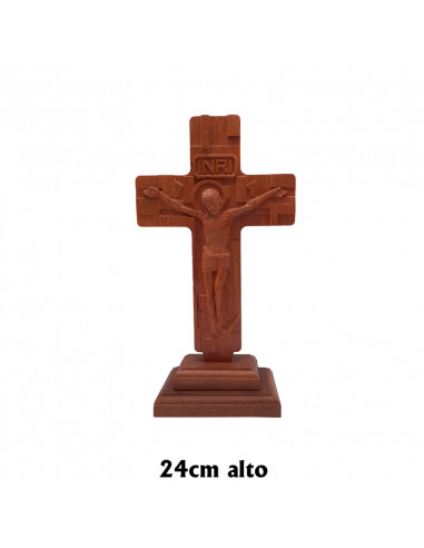 Cruz Madera Olivo Con Base 12cm Y Con Cristo