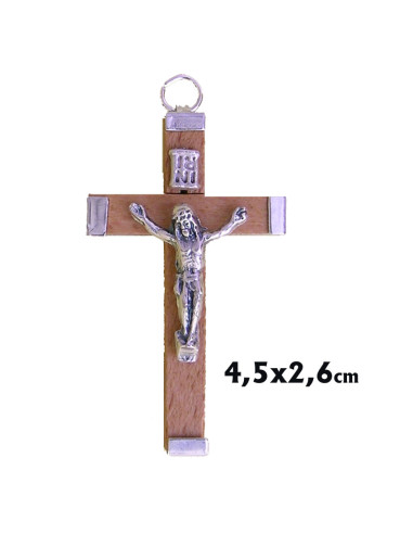 Crucifijo Madera Base 16Cm Cristo Metal