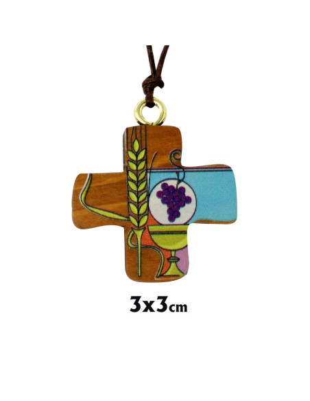 Cruz Madera Pintada Primera Comunion 3X3cm En Blister Con Tarjeta