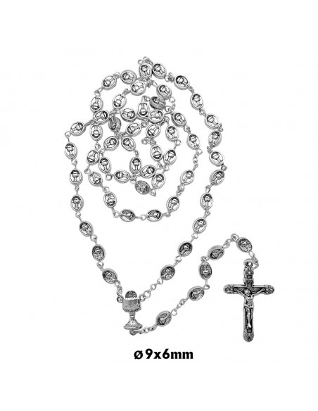 Rosario Metal Oval Primera Comunion 10X5mm Caliz Y Jhs