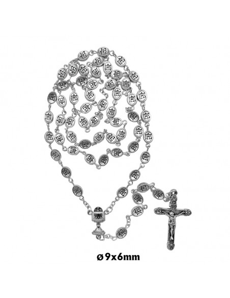 Rosario Metal Oval Primera Comunion 10X5mm Caliz Y Jhs